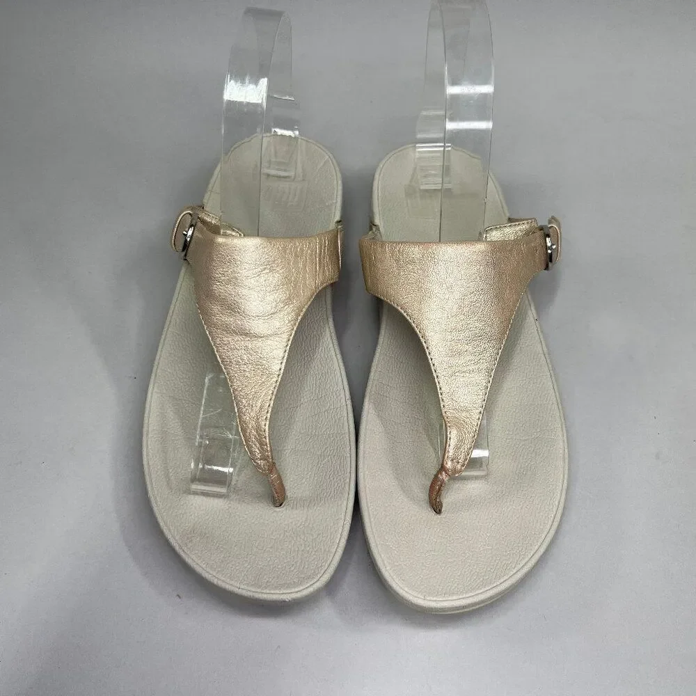FitFlop Women's Size 8 LuLu‎ Metallic Leather Toe-Post Sandals
